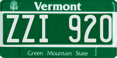 VT license plate ZZI920