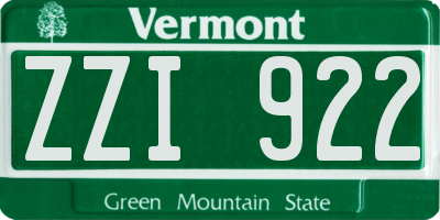 VT license plate ZZI922