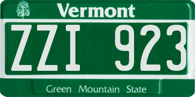 VT license plate ZZI923