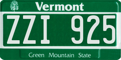 VT license plate ZZI925