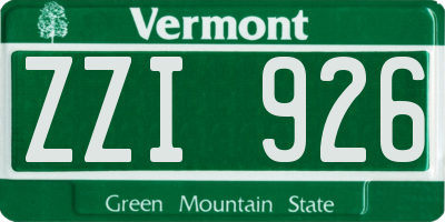 VT license plate ZZI926