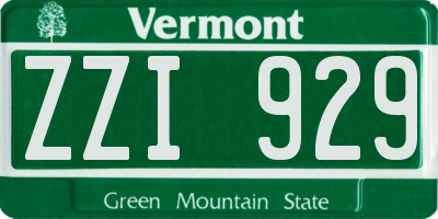 VT license plate ZZI929