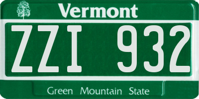 VT license plate ZZI932