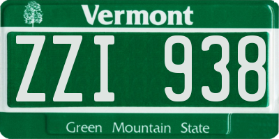 VT license plate ZZI938