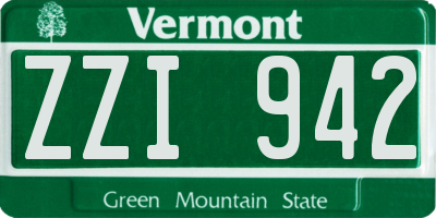 VT license plate ZZI942