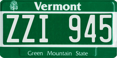 VT license plate ZZI945
