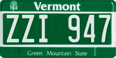 VT license plate ZZI947