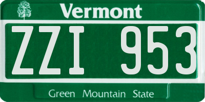 VT license plate ZZI953
