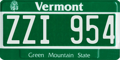 VT license plate ZZI954
