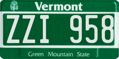 VT license plate ZZI958