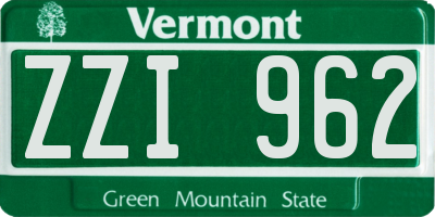VT license plate ZZI962