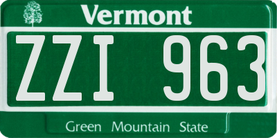 VT license plate ZZI963