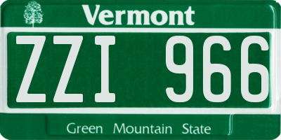 VT license plate ZZI966