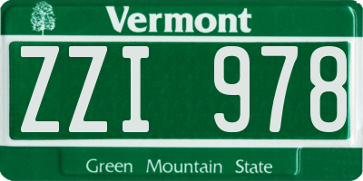 VT license plate ZZI978