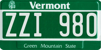 VT license plate ZZI980