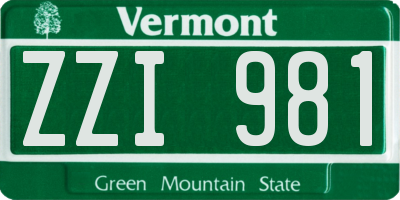 VT license plate ZZI981