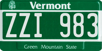 VT license plate ZZI983