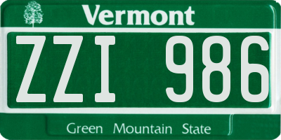 VT license plate ZZI986