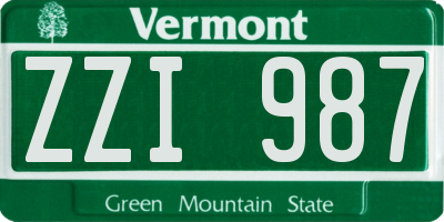 VT license plate ZZI987