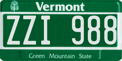 VT license plate ZZI988