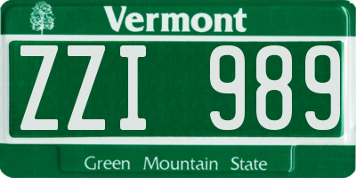 VT license plate ZZI989