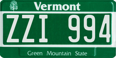 VT license plate ZZI994