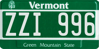 VT license plate ZZI996
