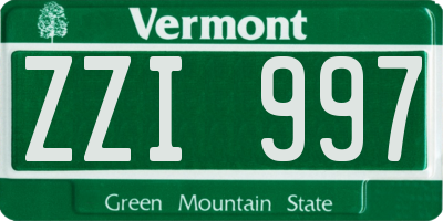 VT license plate ZZI997