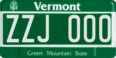 VT license plate ZZJ000