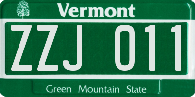 VT license plate ZZJ011