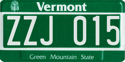 VT license plate ZZJ015