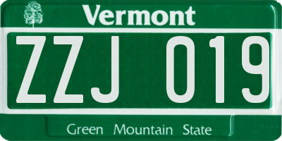 VT license plate ZZJ019