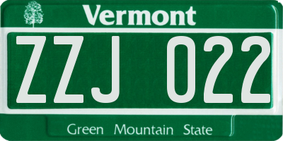 VT license plate ZZJ022