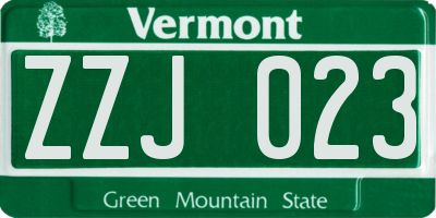 VT license plate ZZJ023