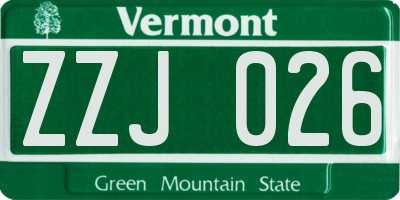 VT license plate ZZJ026