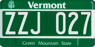 VT license plate ZZJ027