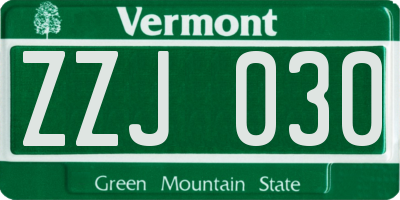 VT license plate ZZJ030