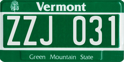 VT license plate ZZJ031