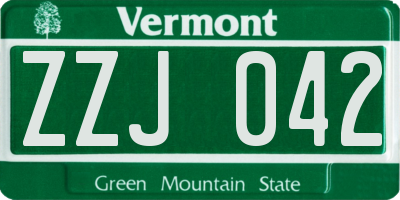 VT license plate ZZJ042