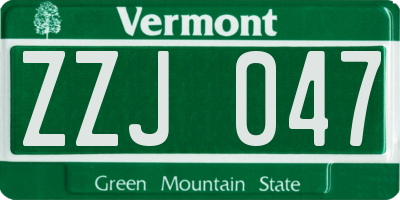 VT license plate ZZJ047