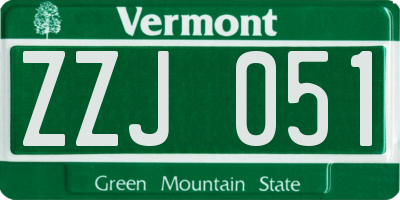 VT license plate ZZJ051