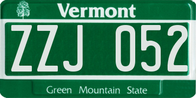 VT license plate ZZJ052
