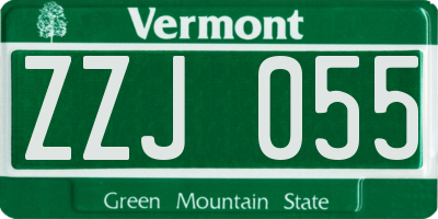 VT license plate ZZJ055