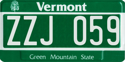 VT license plate ZZJ059