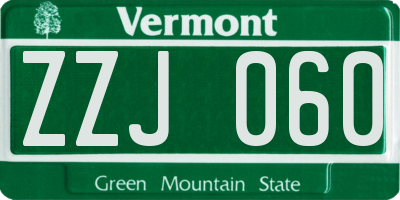 VT license plate ZZJ060
