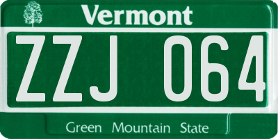 VT license plate ZZJ064