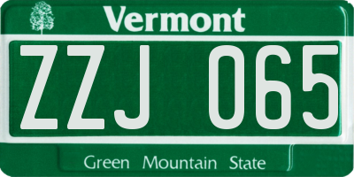 VT license plate ZZJ065