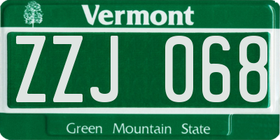 VT license plate ZZJ068