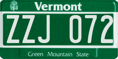 VT license plate ZZJ072