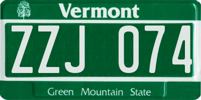 VT license plate ZZJ074
